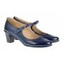 Oferta marimea 39 - Pantofi dama, eleganti, din piele naturala in combinatie cu piele lac, culoare bleumarin - LP104BLBL